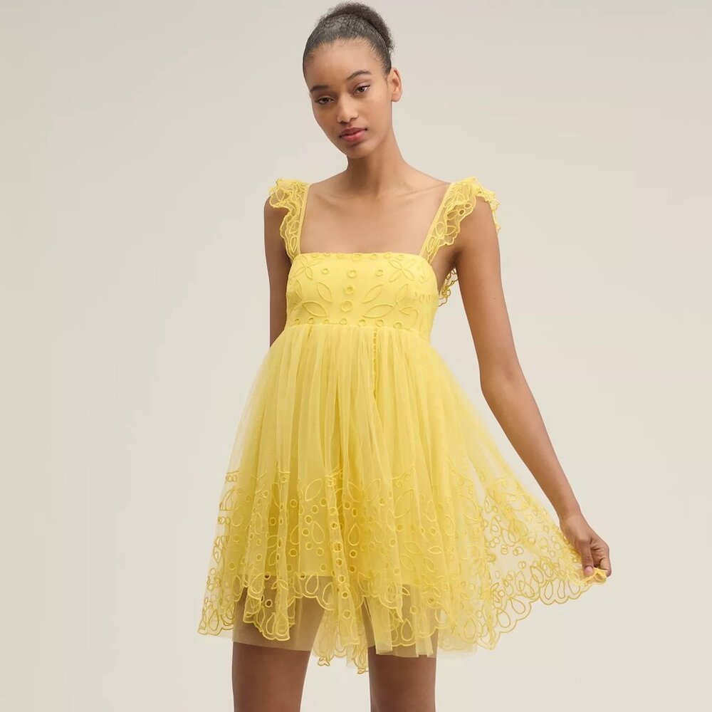 Let Me Be | Eyelet Tulle Mini Dress | NWT